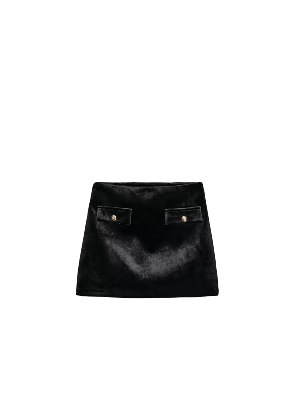 Zara Black Velvet Mini Skirt with Gold Button Flaps